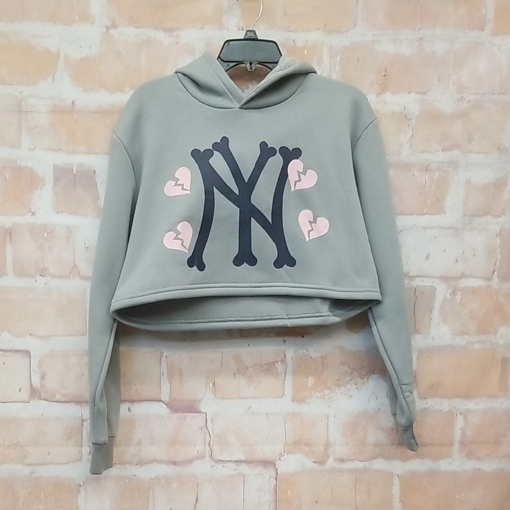 Gray Hoodie with Pink Heart Accents